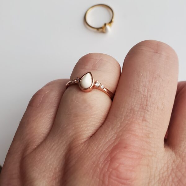 Drop 4 Birthstones Breast Milk Ring - Image 4