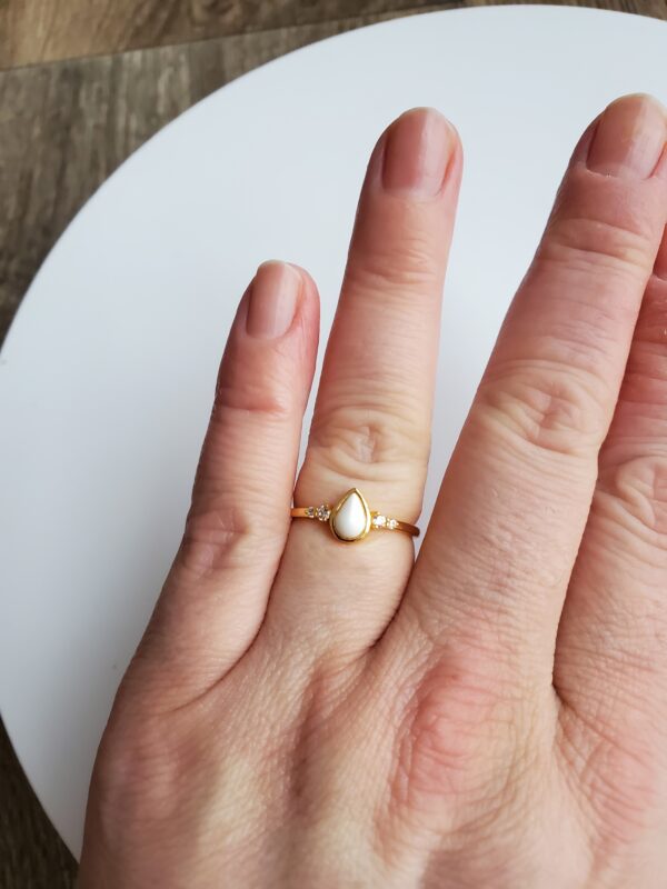 Drop 4 Birthstones Breast Milk Ring - Image 2