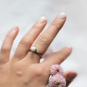 Liquidation Bague Perle Lait Maternel Acier Inoxydable