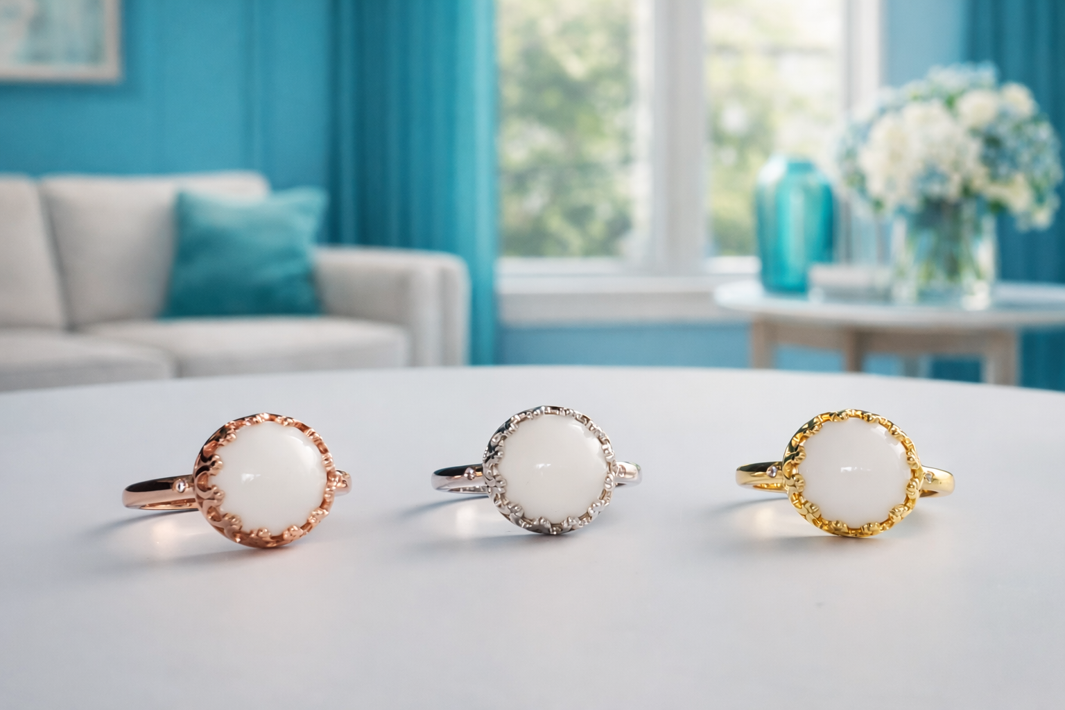 Bague Couronne Lait Maternel Ronde Pierres Naissance – Image 3