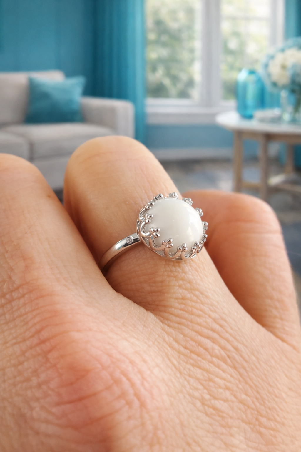 Bague Couronne Lait Maternel Ronde Pierres Naissance