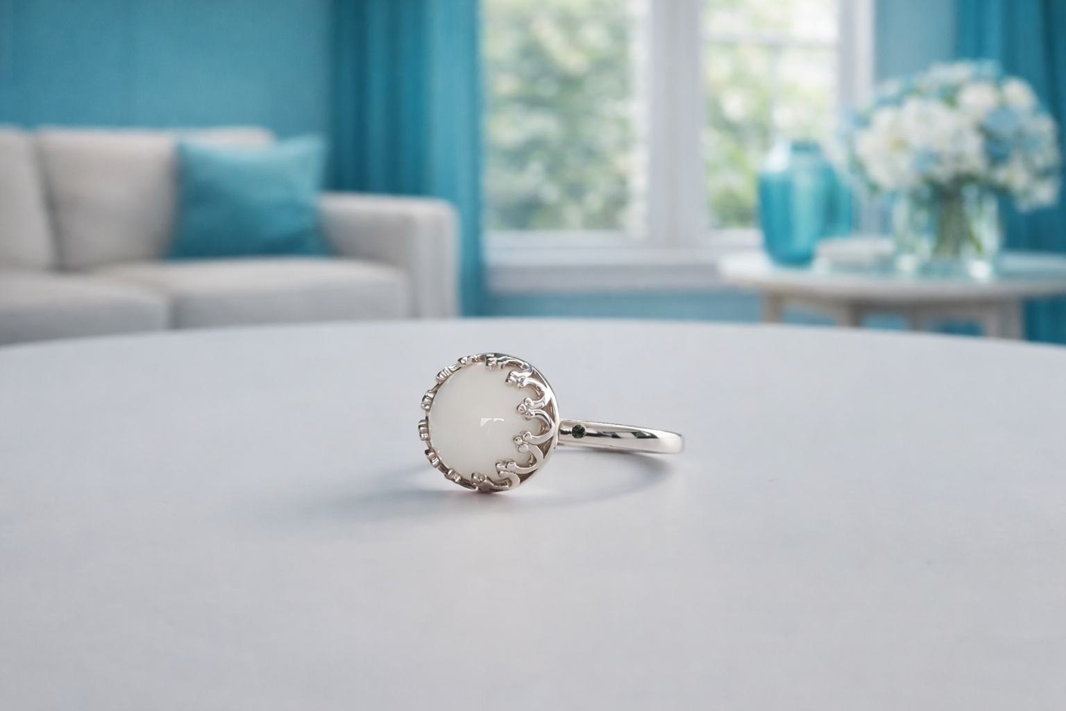 Bague Couronne Lait Maternel Ronde Pierres Naissance – Image 2