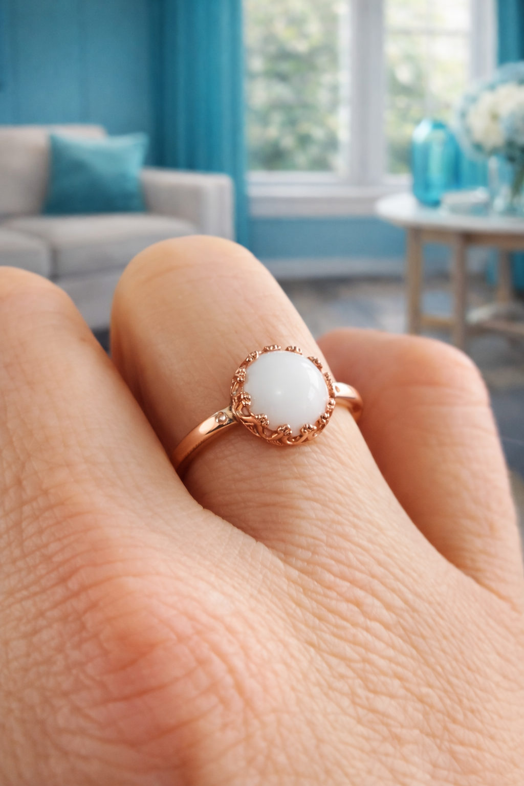 Bague Couronne Lait Maternel Ronde Pierres Naissance – Image 5